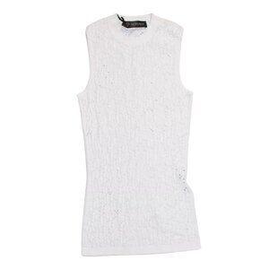 NWT Women's Versace Viscose Lace Stretch Tank Top Crop White Size 38 2018
